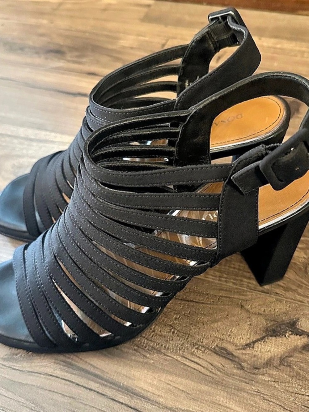 Donald J Pliner Black Leather Strappy Cage Heels Size 10M